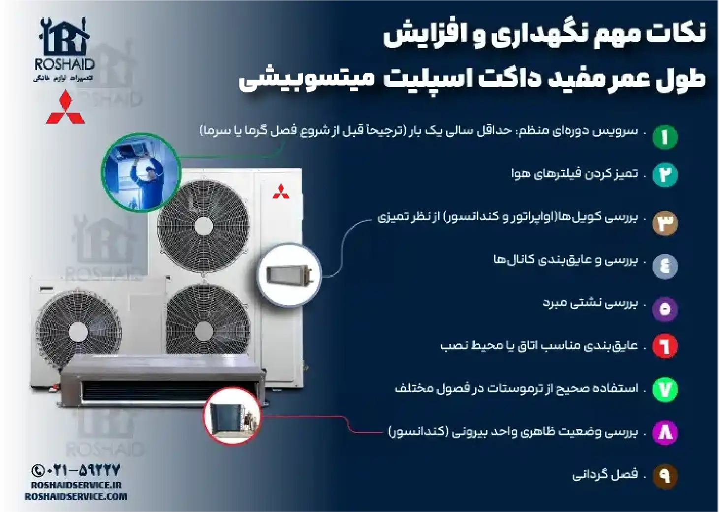 نکات مهم نگهداری و افزایش طول عمر مفید داکت اسپلیت میتسوبیشی